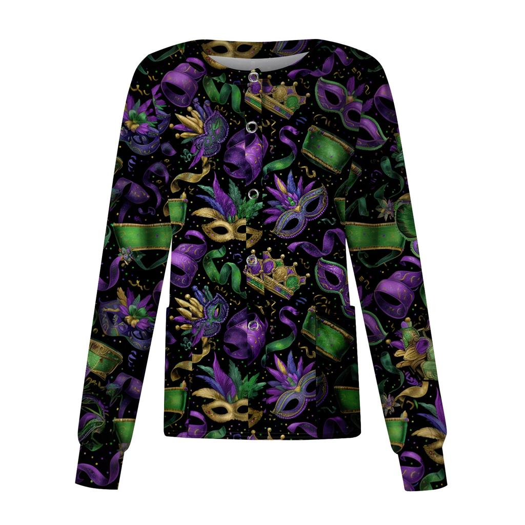 Women's Casual Long Sleeve Single Breasted Printed Dry- Top