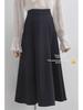 Large Size High Waist Slim Black A-Line Skirt for Women