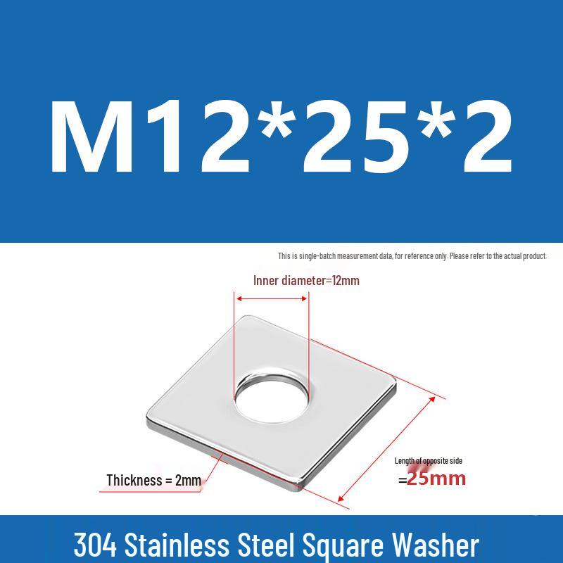 304 Stainless Steel Thickened Square Washer for Curtain Wall (M4-M16)