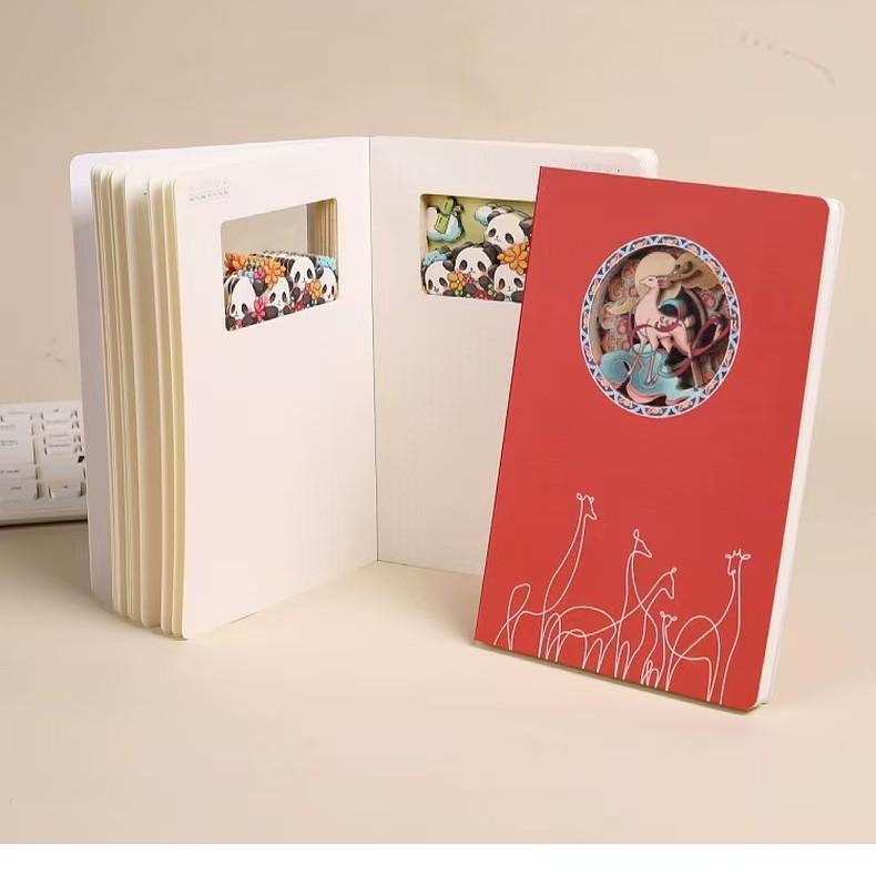 3D Paper Sculpture Notebook: Customizable Hollowed-Out Souvenir with Tourist Attractions Stamp Collection and Check-In Diary.