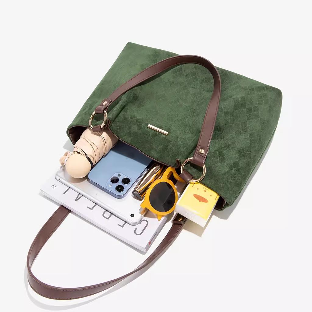 Neue Trendige Retro-Einkaufstasche für den Weg zur Arbeit, große Kapazität, Einzel-Schultertasche mit einem Hauch von Luxus