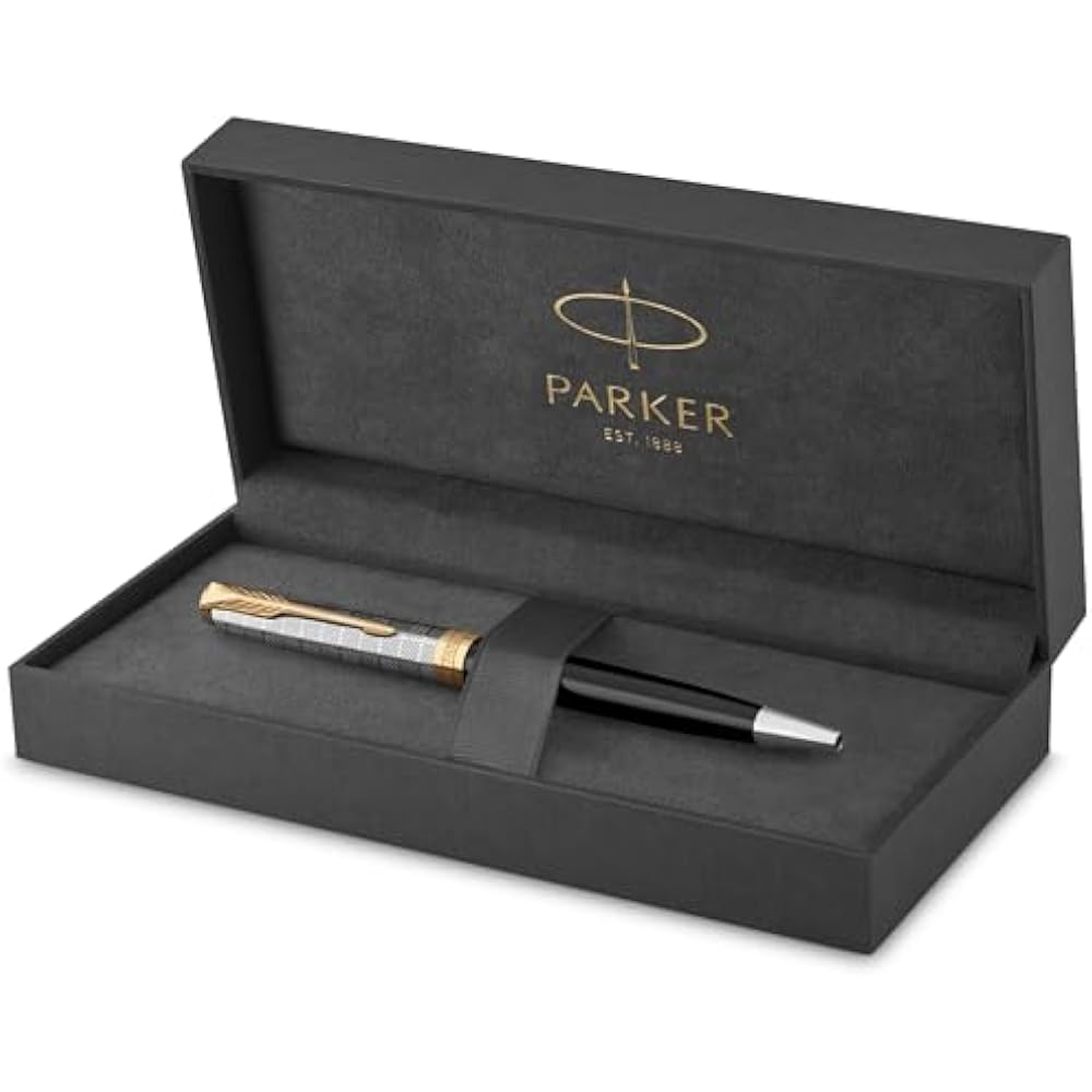 PARKER PARKER Ballpoint Pen Sonnet Premium Metal & Black GT Medium, Permanent Imported in a Gift ...