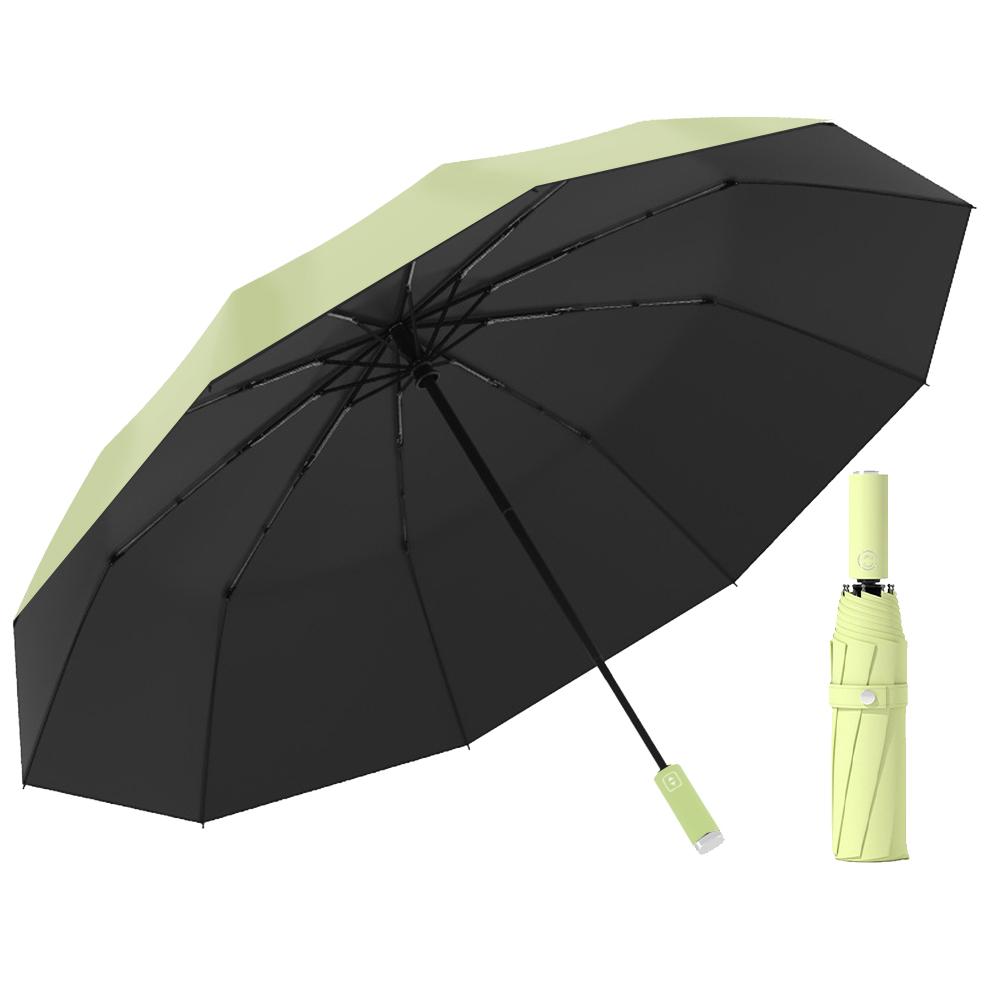 

Fully Automatic Travel Umbrella Windproof Reverse Folding Umbrella 10 Bones Compact Foldable Umbrella for Car Backpack зелений