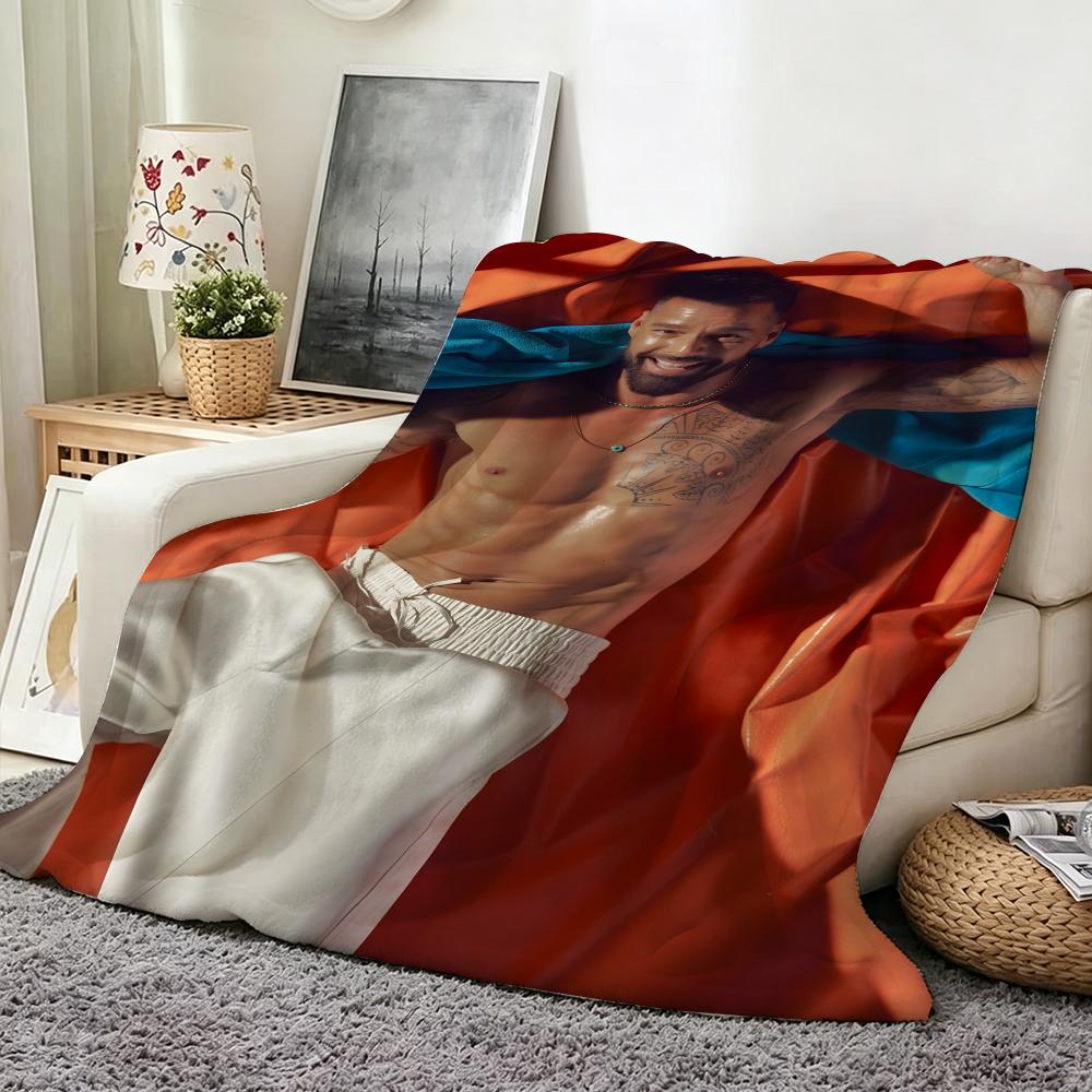 Music RRicky MMartin Throw Flannel Throw Blanket Suitable for Sofa Living Room Bedroom