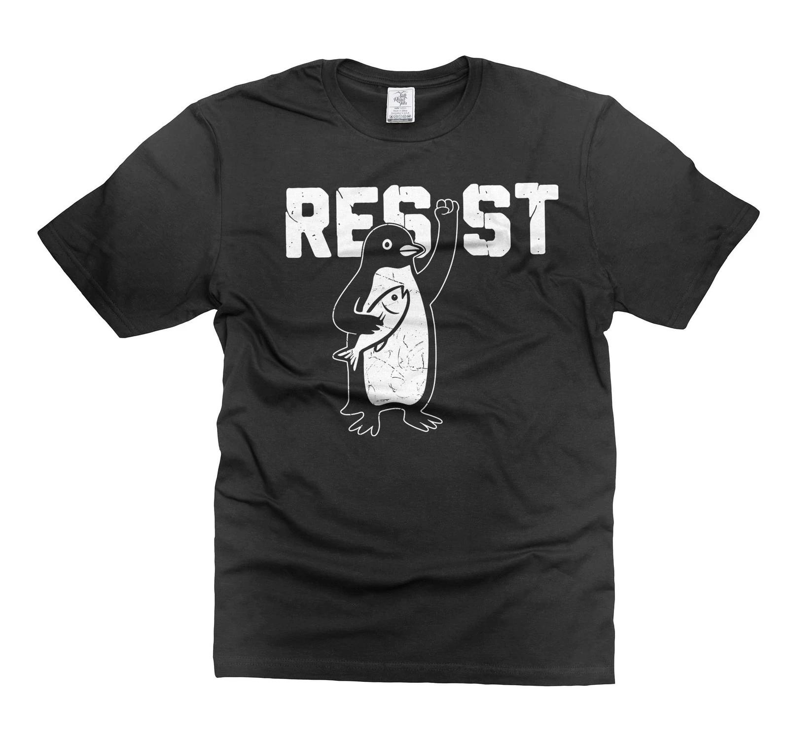 Penguins Resist Shirt, Penguins Against Tariffs Shirt, Funny Anti Trump Shirt L