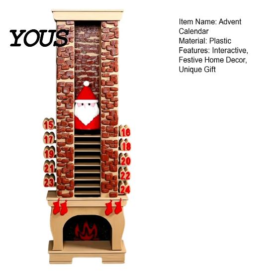 3D-gedruckter Feiertagsornament Nikolaus Kamin Adventskalender, 24-Tage-Weihnachts-Countdown für festliche Heimdekorationen Dekoration, Wiederverwendbare Dekoration