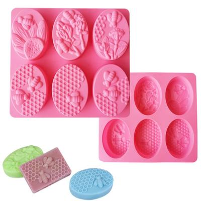 Molde de Silicona para Jabón con 6 Cavidades de Abeja Ovalado Panal de Abeja Herramienta para Molde de Pastel Fondant de Miel DIY Molde para Velas Hechas a Mano Molde para Hornear
