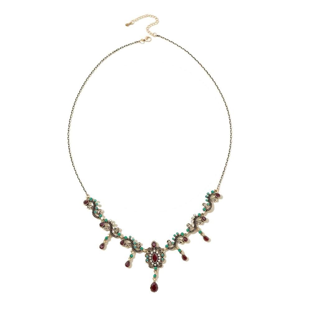 Vintage Tibetan Tassel Necklace Rhinestone Forehead Chain Fashion Ethnic Style Necklace  Wedding