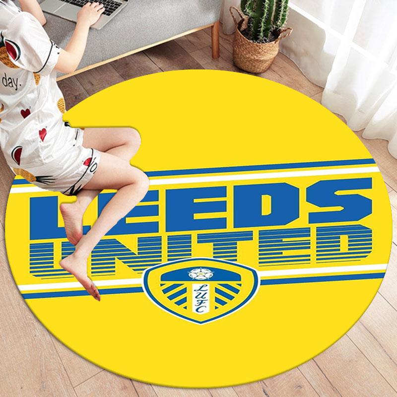 Leeds United Football Club Round Area Rug,Carpet Rug for Living Room Bedroom Sofa Playroom Decor,Non-slip Floor Mat
