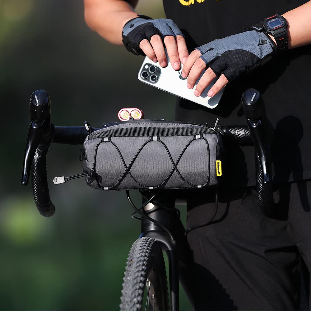 Rhinowalk Bicycle Handlebar Bicycle Front Frame Roll Mountain Bike Commuter Shoulder Professional Cycling Gray Bag, Bag, Storage, Bag, Bag,