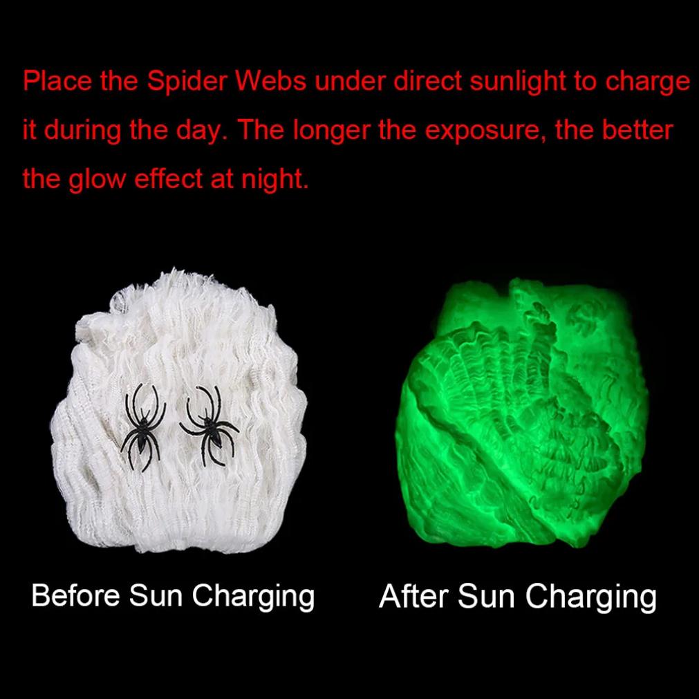 Halloween Fluorescent Spider Webs,Glow In The Dark Spider Webs,Halloween Cobweb,Outdoor Horror Decorations  2025new