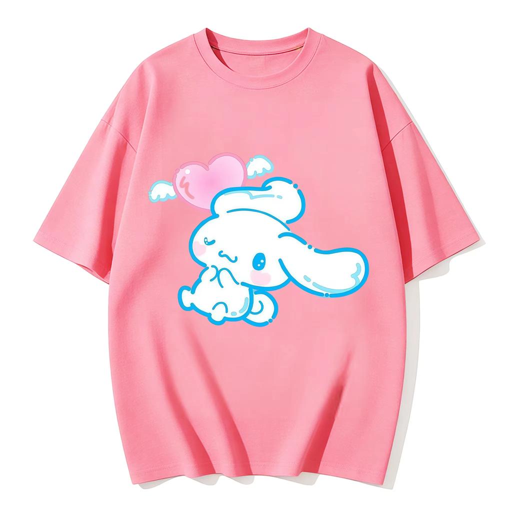 New Summer Cute Cinnamoroll TShirts Soft Cotton Short Sleeve Tees for Parents Kids Breathable Casual Daily Outfit Tops