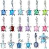 New Summer Murano Glass Sea Turtle Dangle Charm Colorful Crystal Pendants Fit Original Bracelet Copper Fine Jewelry