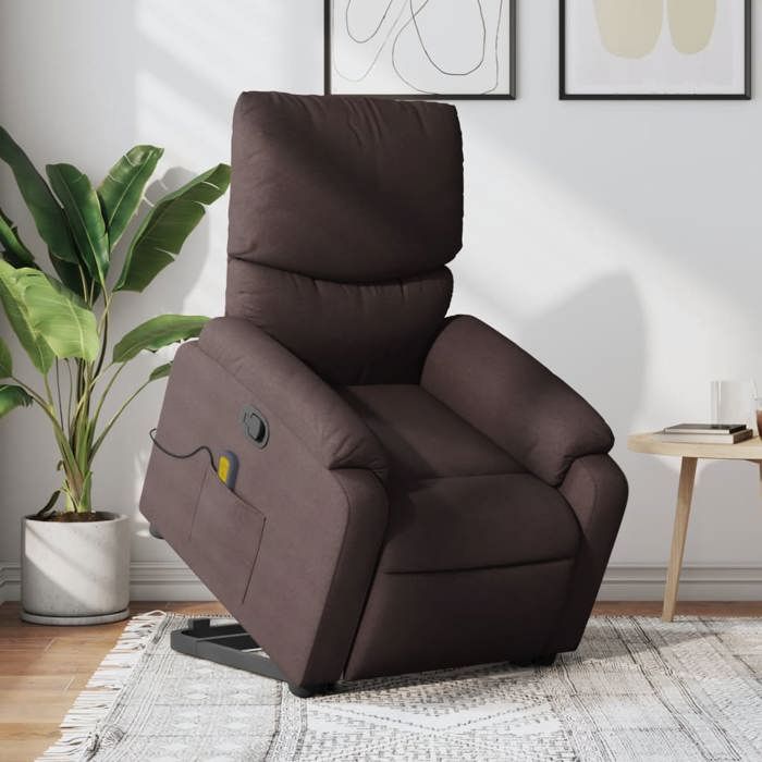 VidaXL Fauteuil inclinable de massage Marron foncé Tissu 3204841
