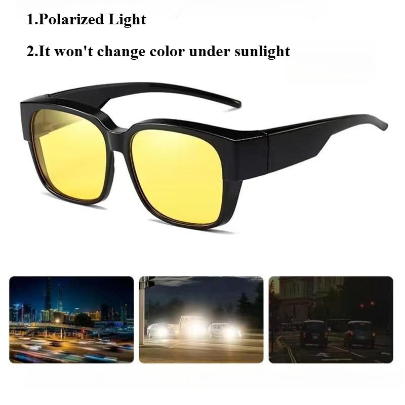 Sunglasses Worn Over Glasses  Sun Performance Mirror Set Male And Female Sunglasses Clip Night Driving Anti Glare Glasses
