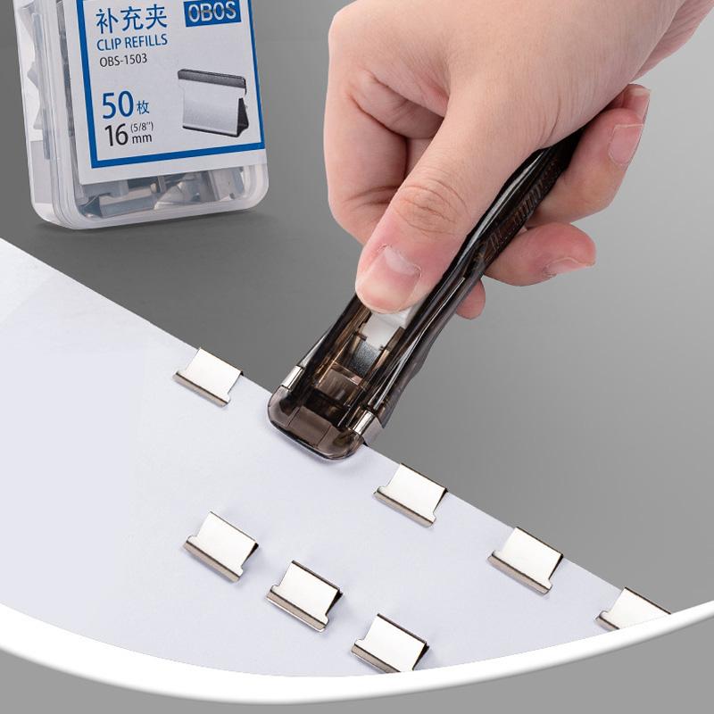 1PC Mini plastové školní potřeby Ruční sponkové vázací nástroje Tlačná sešívačka na dokumenty