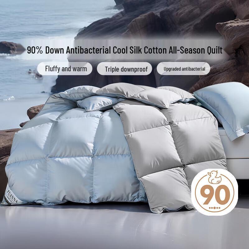 

Fuanna Cool Silk Cotton 90% Grey Duck Down All-Season Quilt 230 x 229 cm