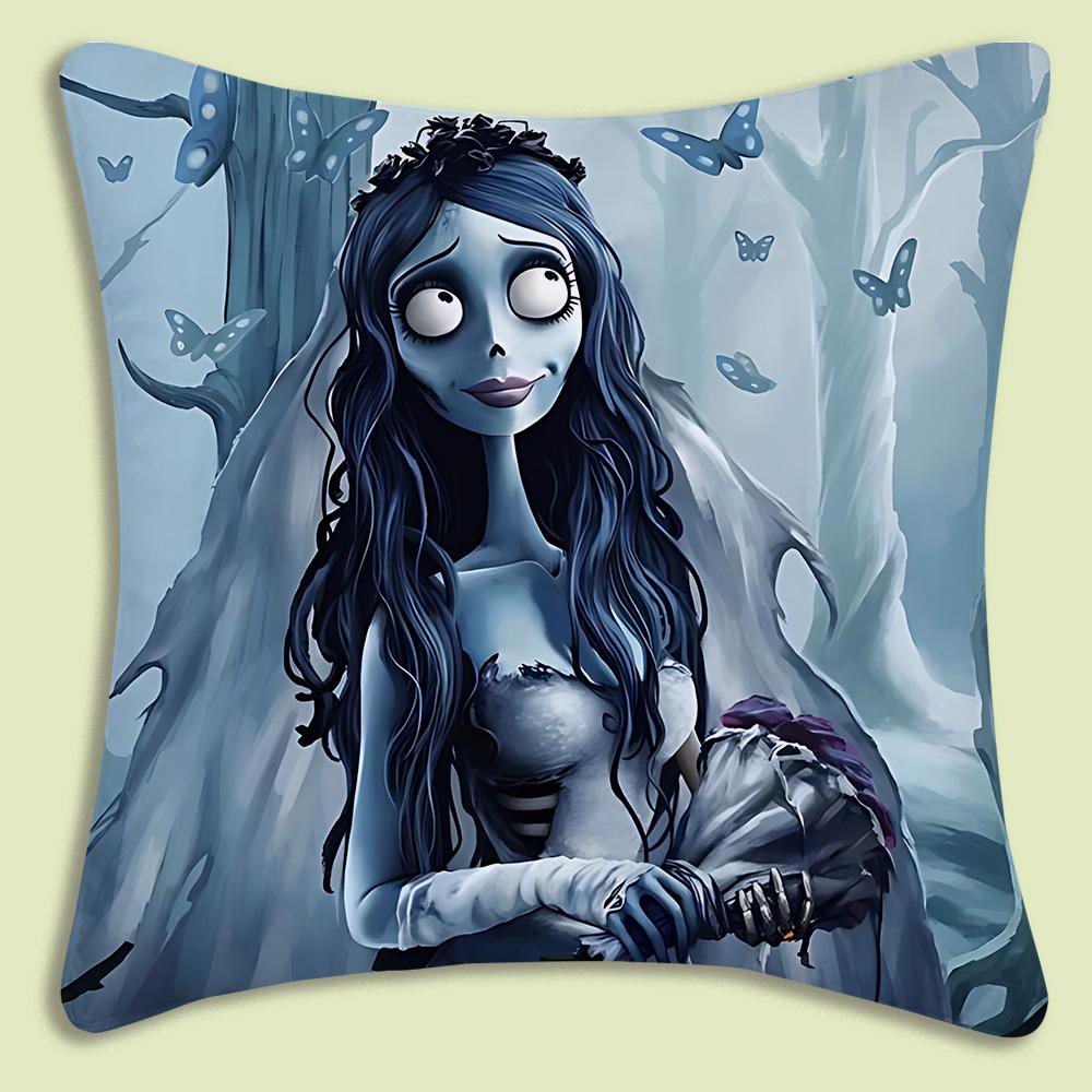 C-Corpse Bride Cartoon Anime Pillow Covers Cartoon Sofa Decorative Home Double-Sided Printing Short Plush Cute Cushion Cover