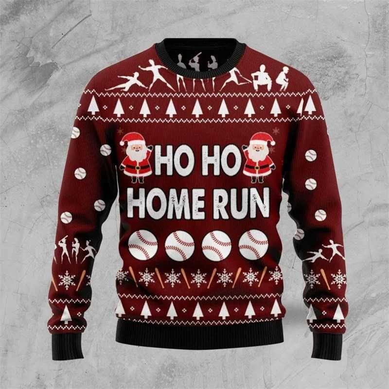 Baseball Basketball Pattern Sweatshirts For Men Christmas Sports 3D Printed Pullover Festival Hoodies Long Sleeves O-Neck Tops
