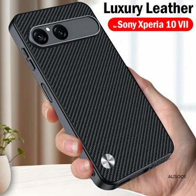 Etui dla Sony Xperia 10 VII Luksusowe Etui Ochronne z PU-Skóry o Teksturze Włókna dla Sony Xperia10 VII Capa Wstrząsoodporna Funda