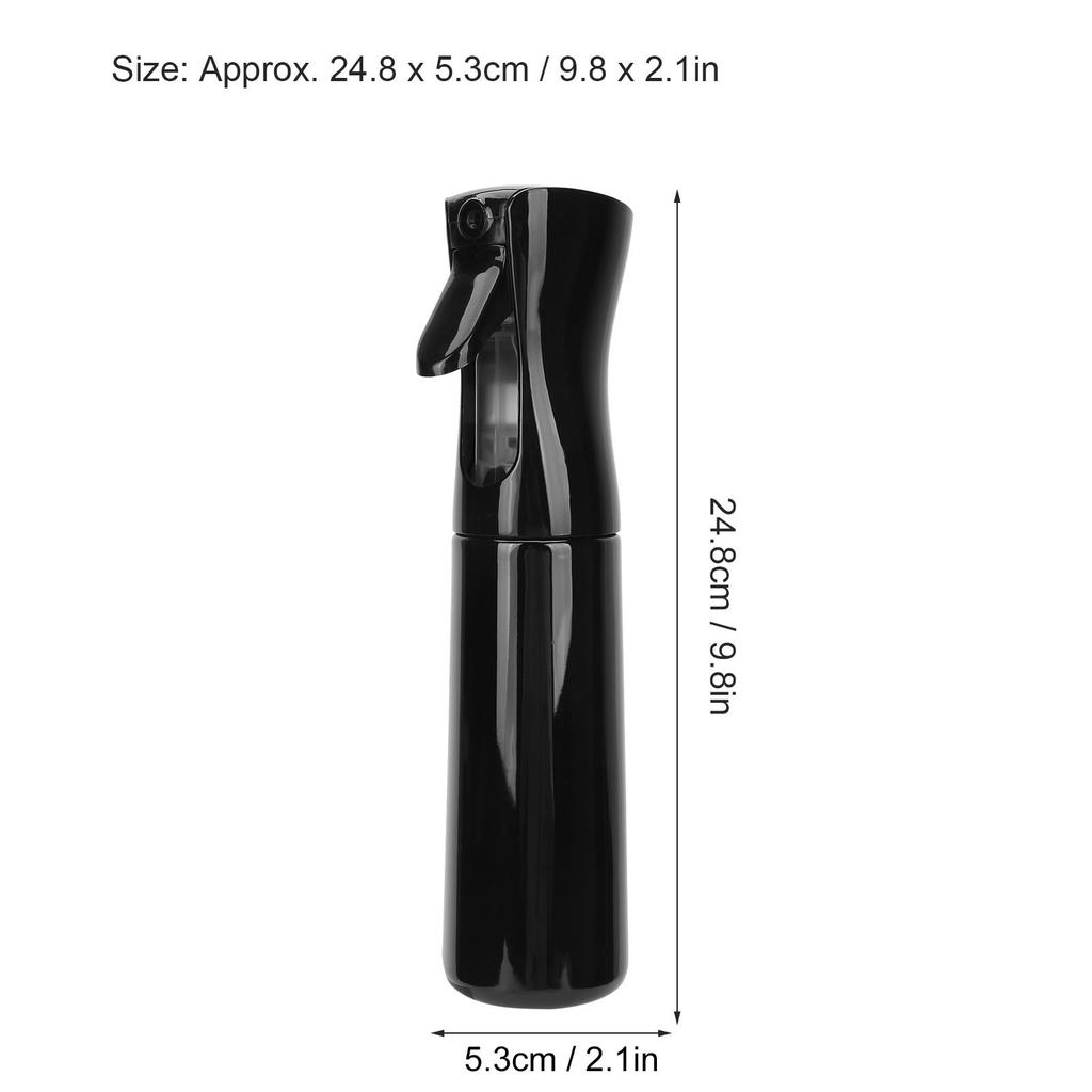 Hair Spray Bottle Empty Water Mist Bottle for Hair Styling Gardening Cleaning 300ml (M)Black