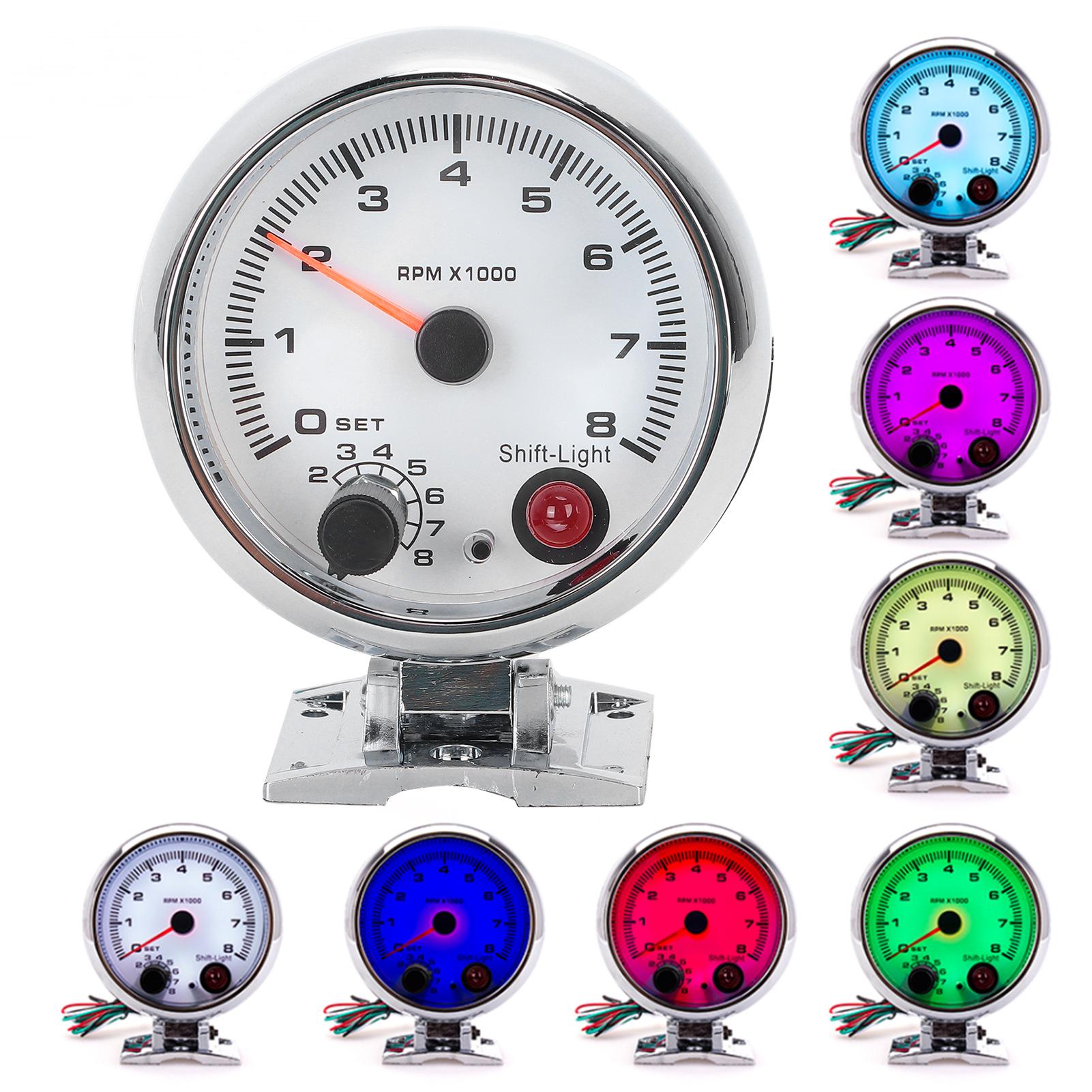 

Tachometer 3.75in 0‑8000 RPM 7 Color Background Lights for 4 6 8 Cylinder 12V Gasoline‑Powered Vehicles