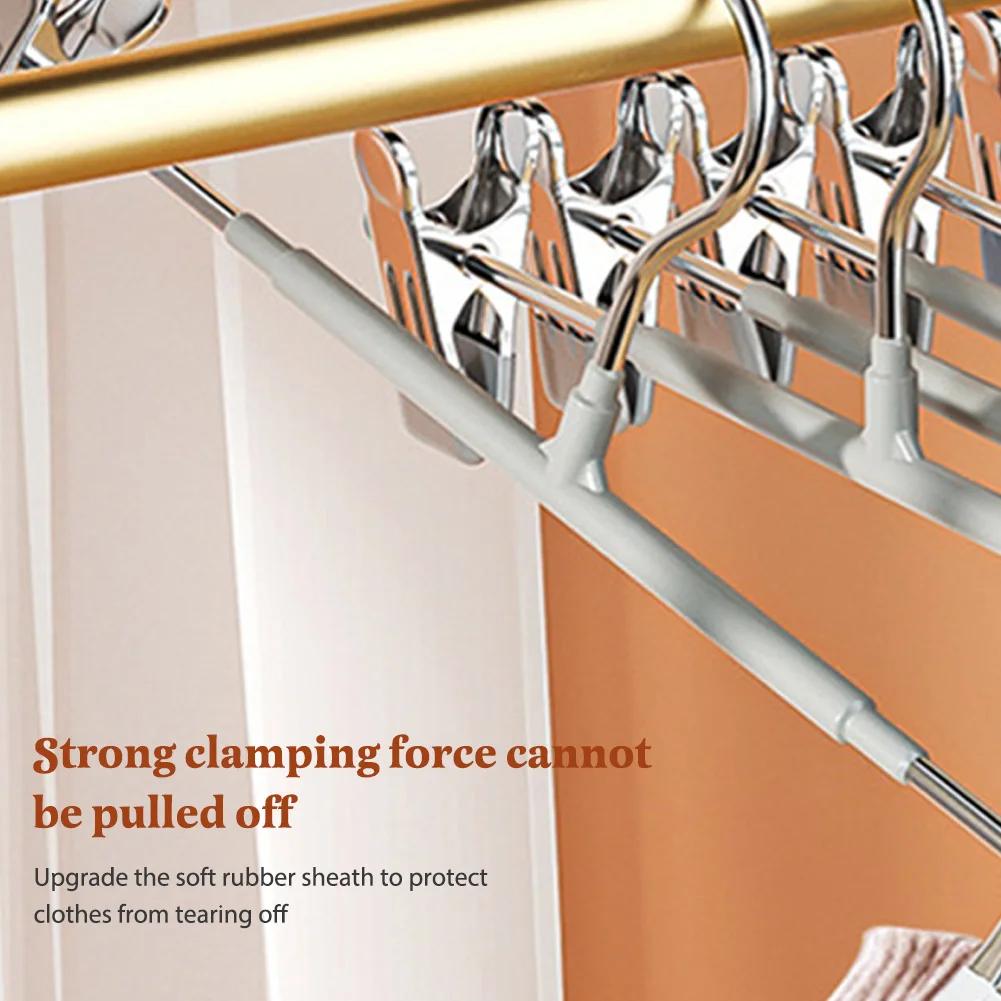 10PCS Pant Hangers Heavy Duty with Adjustable Clip Shorts Hangers Non Slip Saving Space for Hanging Trousers/Socks/Skirts/Coats