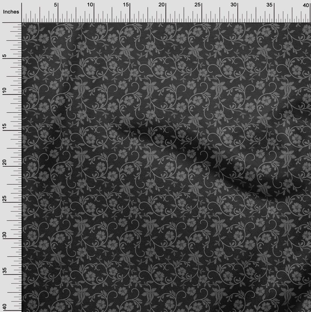 oneOone Cotton Flex Gray Fabric Dotted Floral Diy Clothing Quilting Fabric Print Fabric By Yard 40 Inch