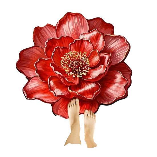 3D Flower Floor Realistic Floral Flower Shape Area Rug Bathroom Rug Decorative Mat Non-Slip