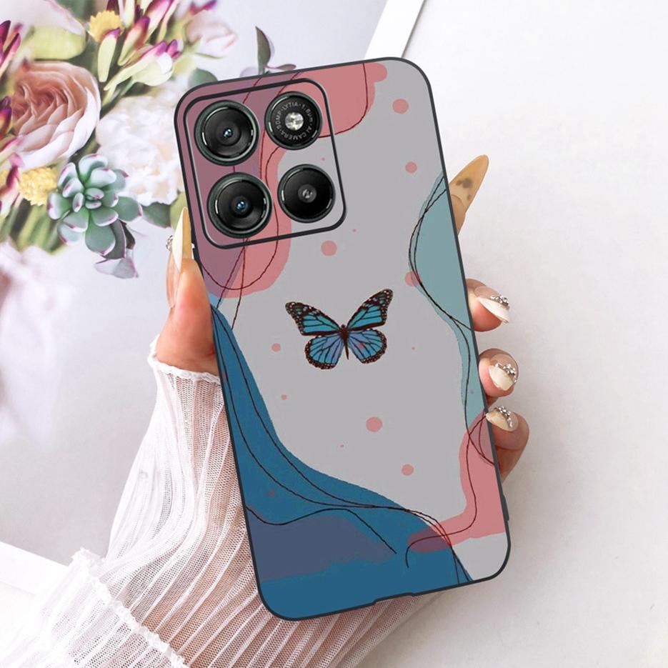 Für Motorola Moto G17 Power Case Moto G15 Niedliche Katze Blumen Bemalte Hülle Weiche TPU Handyhülle Für Motorola G15 Power MotoG17 Taschen