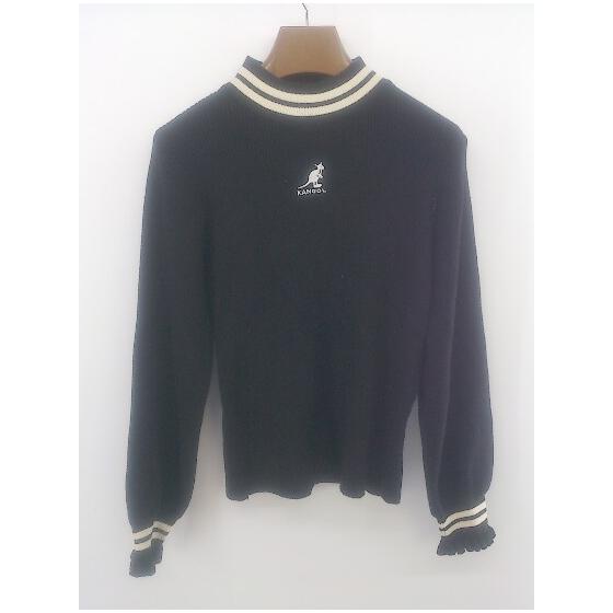 KANGOLearth music&ecology ribbed long sleeve knit cut and sew size M black ladies P [Used]