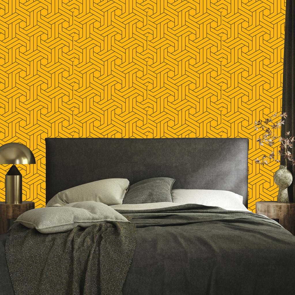 Wallpaper Geometric Pattern Gold for Living Room and Bedroom 50x1000