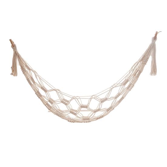 Woven Cotton Toy Net, Boho Wall Hanging Organizer, Handmade Storage Hammock for Stuffed Animals, Kids Room Nursery Decor