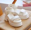 Platform Sandals for Ankle Strap Velcro Sports Sports M [Vivian] 9.5cm Women, Sandals, Sandals, V57017SM, Ivory, (23.0-23.5)