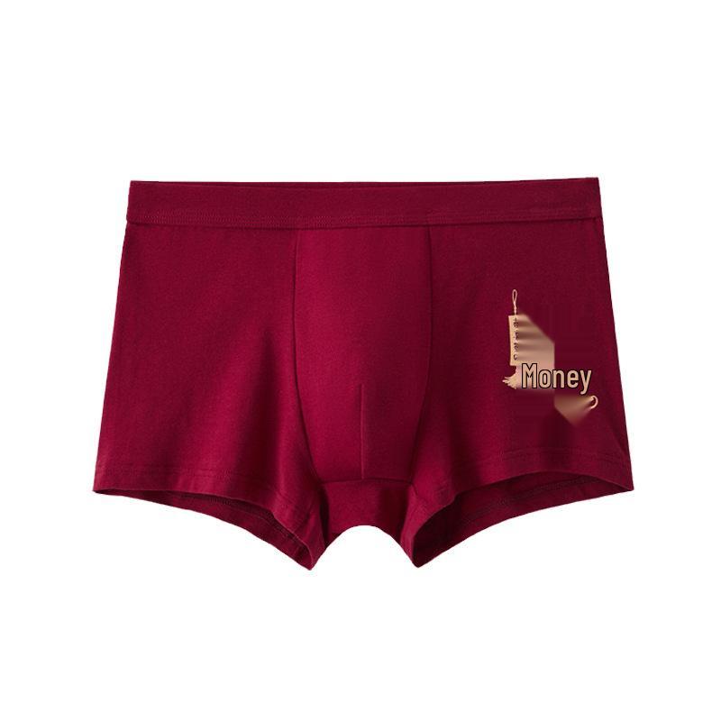 Men's Zodiac Year Wine Red Boxer Briefs - Year of the Horse Celebration Breathable Shorts
