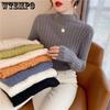 Half Turtleneck Sweater for Women In Autumn and Winter Solid Color Pullover White Fashionable Long Sleeved Knitted Sweater