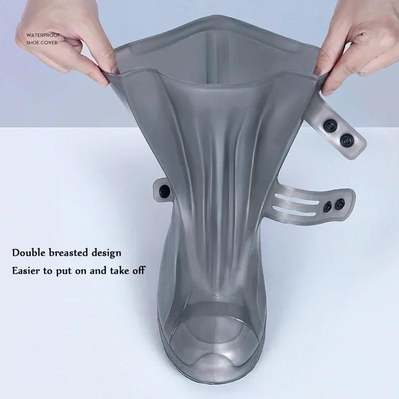 Anti Slip Breathable Rainshoe Cover Silicone Waterproof Rainboots Thickened Outdoor Hiking Travel Wear Resistant Repeatedly Used