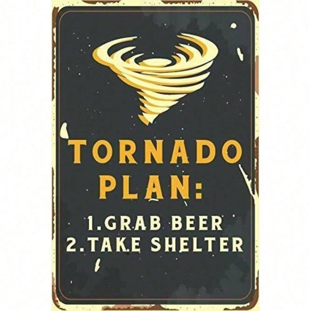 

Metal Wall Art Tornado Plan Grab Beer Sign for Bar Retro