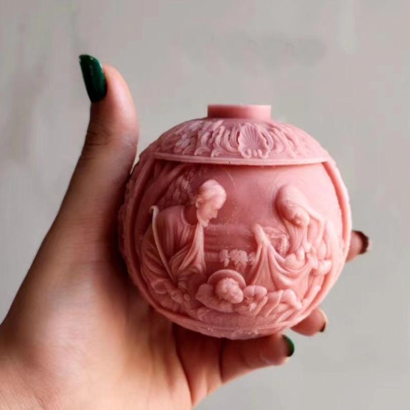 DIY 2D/3D Jesus Family Round Ball Candle Silicone Mold Jesus Maria Family Resin Mold Jesus Statue Round Ball Gypsum Mold