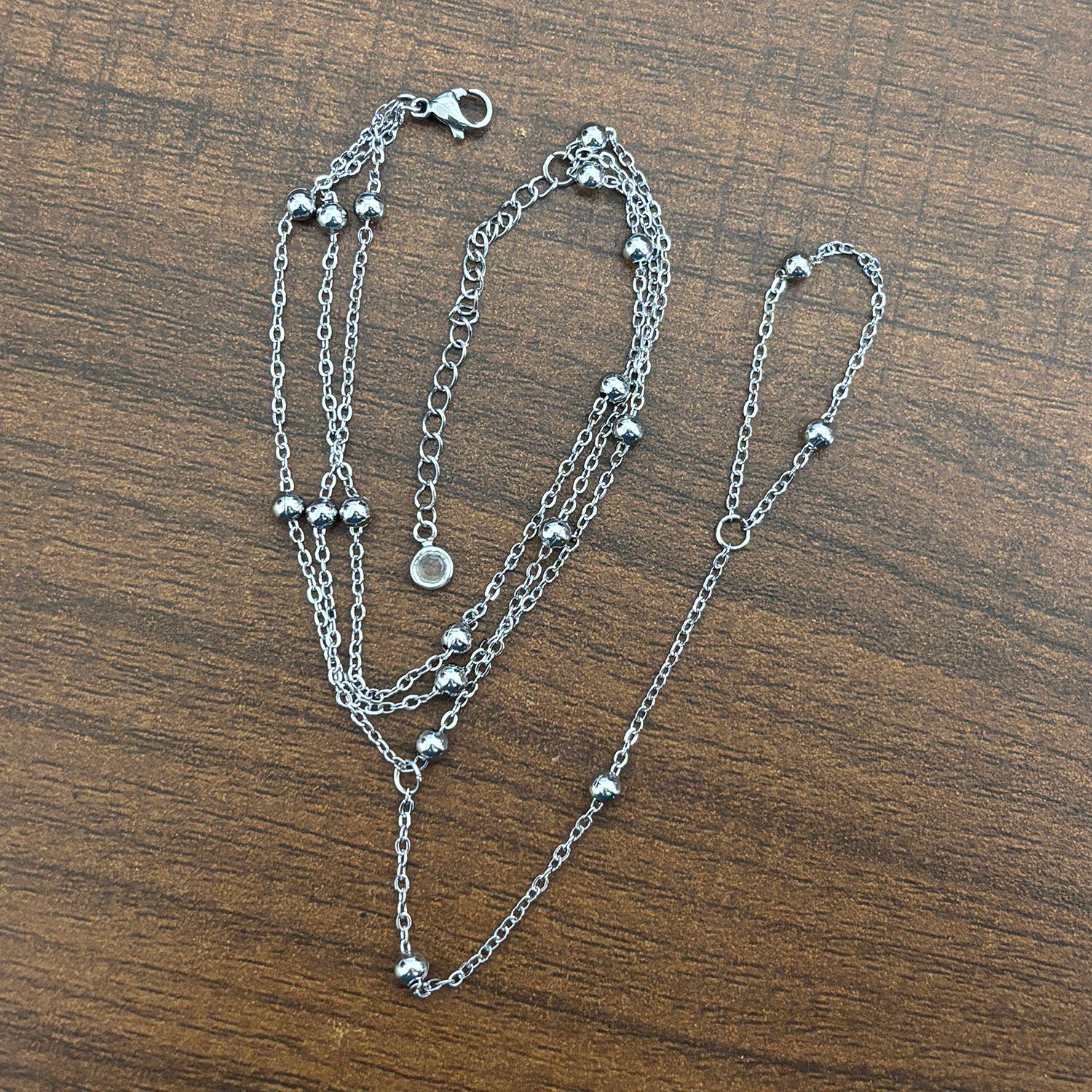 

Браслет на палец с кольцом из нержавеющей стали с трехслойной шариковой цепочкой-крестом с покрытием из 18-каратного золота, не тускнеющий.