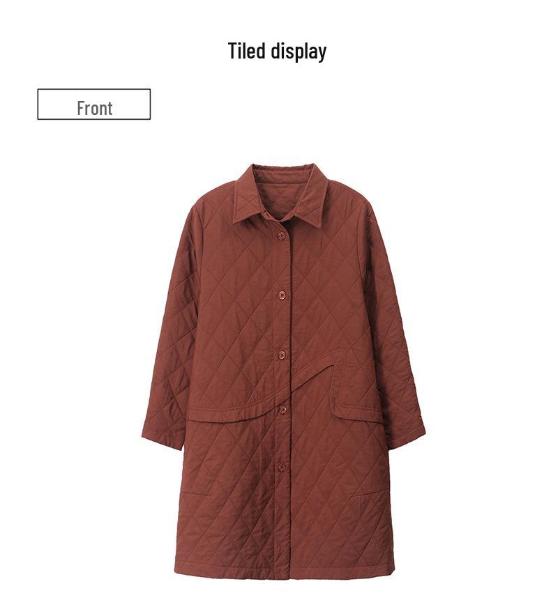 Women's Mid-Length Argyle Patchwork Trench Coat - 2024 New Autumn Casual Style