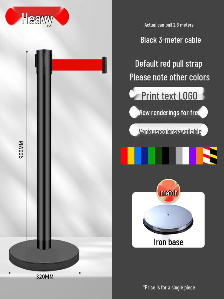 Retractable Queue Barrier Post with Belt