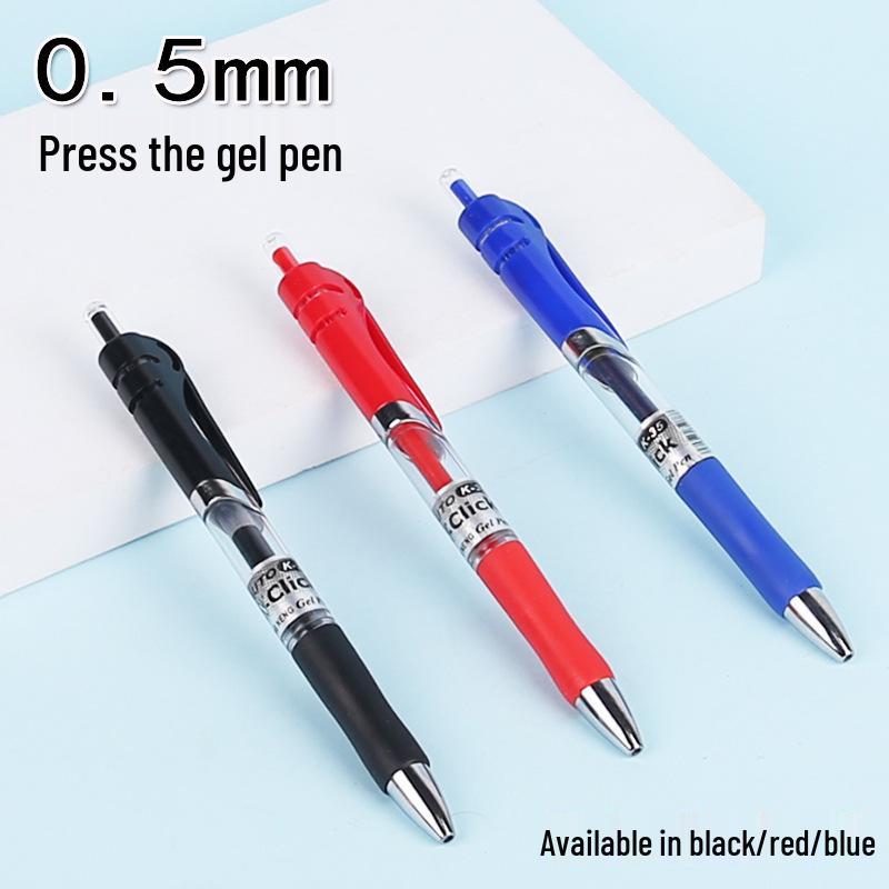 K35 Click Gel Pen 0.5mm Bullet Tip for Students and Office Use - Black, Red, Blue Signature & Note-taking Pen