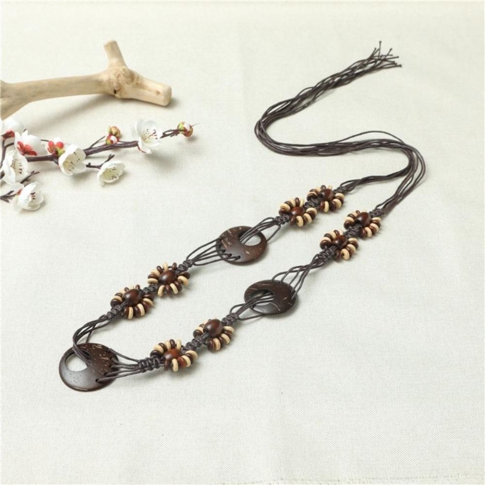 Jeans Decor Bohemian Waist Rope Vintage Beads Knitted Waistband  Dress Decoration