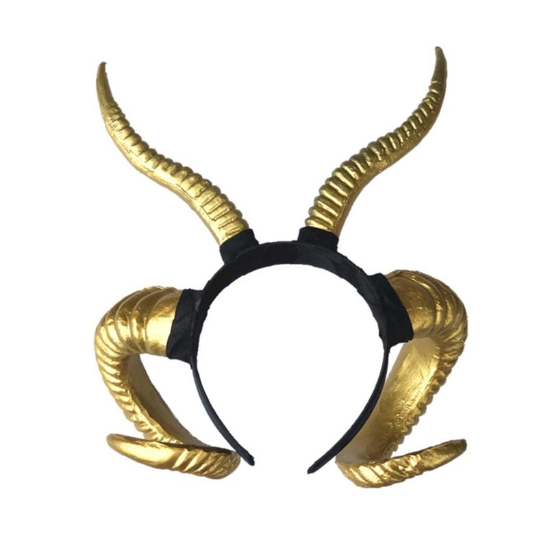 Langes Schafshorn-Stirnband für Halloween-Kostüm Haarreif Party-Requisiten Kopfschmuck Bühnen-Kopfschmuck Anime Verkleidungs-Accessoires