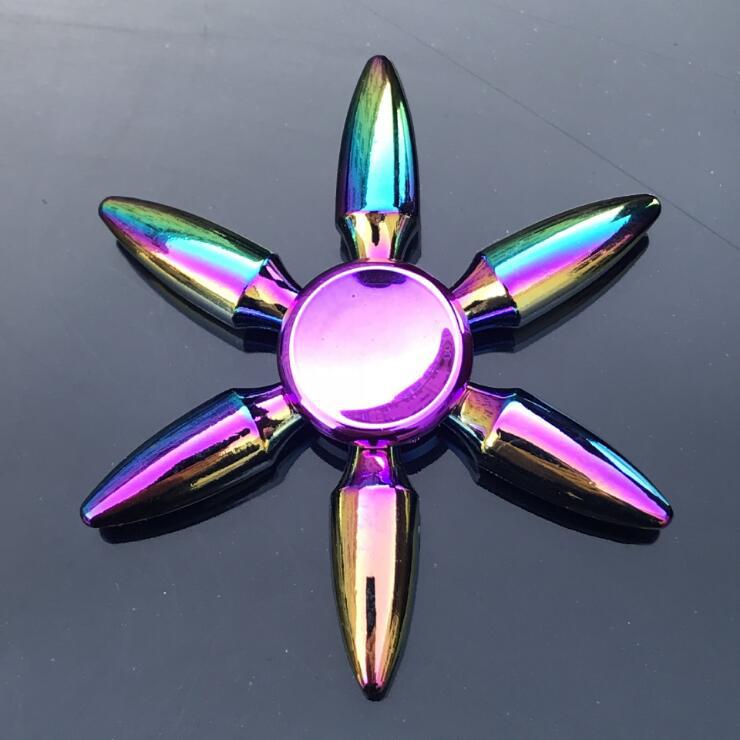 Colorful Zinc Alloy Fidget Spinner: Black Tech Stress-Relief Toy for Students and Kids.