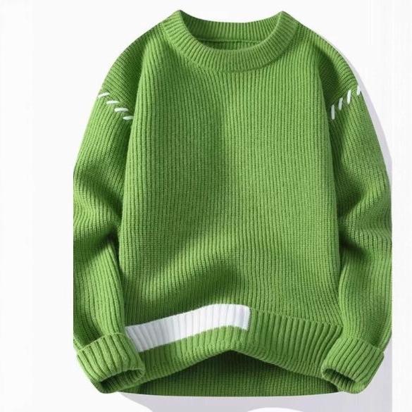 

Men s Slim Fit Round Neck Knit Sweater - Trendy Autumn/Winter 2025 Collection XL зелений