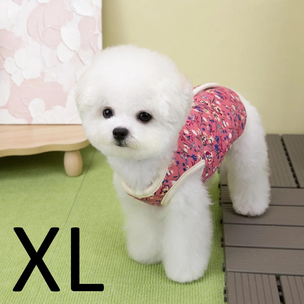 Winter FlowerPattern Pet Jacket Pet Dog Costume Navy Pink Sleeveless Vest Jacket Warm Comfortable Floral Cotton Vest Small Dog