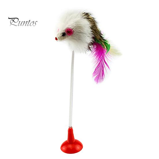 Interactive Toy Cats Teaser Feather Mouse Pet Durable Plush Rod with Sucker for Supplies Playing