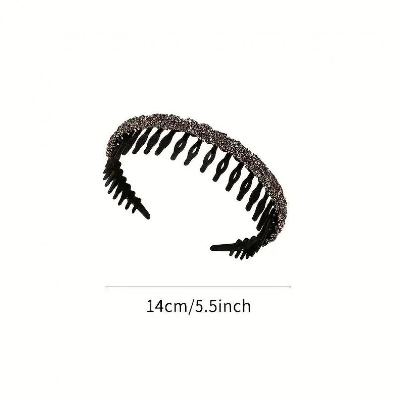 Fashion Rhinestone Flocking Bezel Hair Hoops for Women Ladies Solid Color Toothed Non-Slip Headband Hair Band Hair Accessories 3pcs